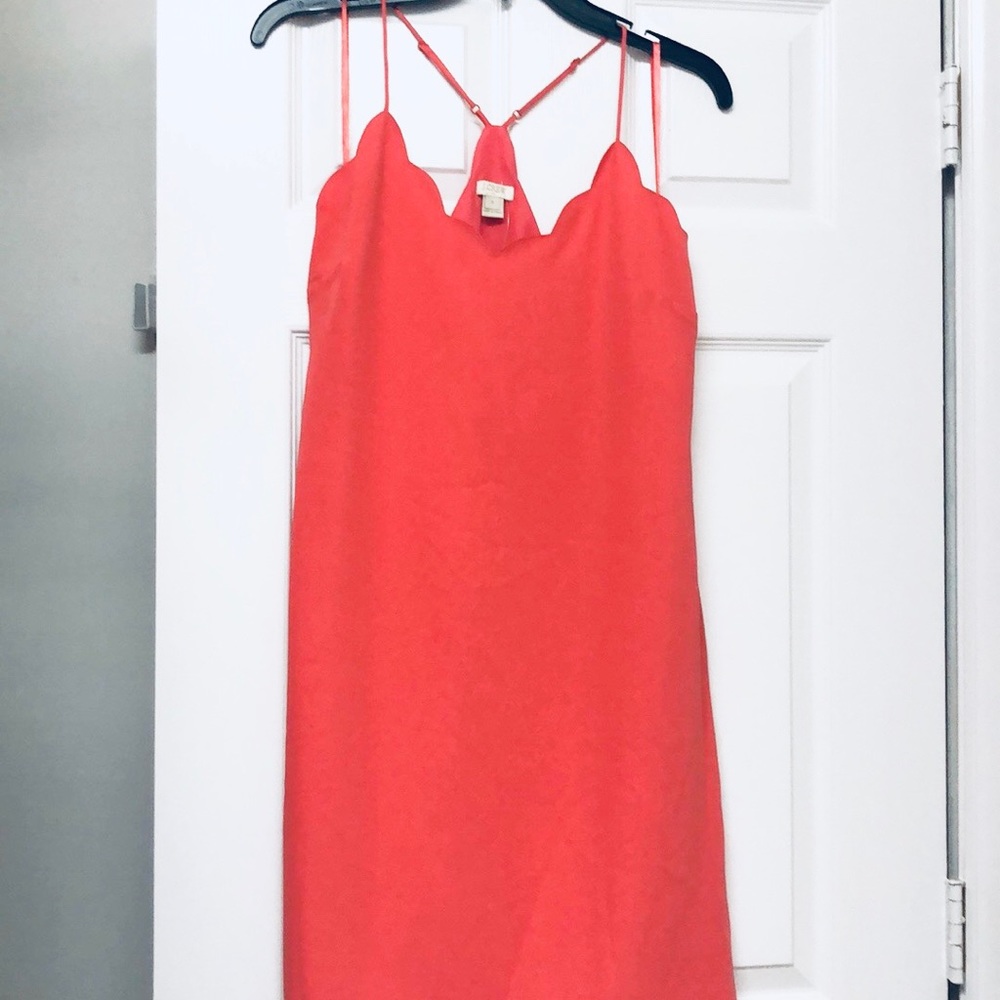 JCrew scalloped top coral dress